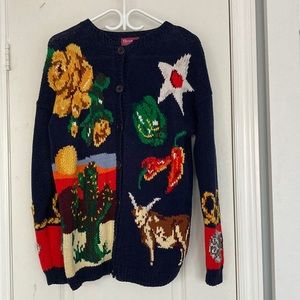 Vintage Texas themed cotton button up cardigan